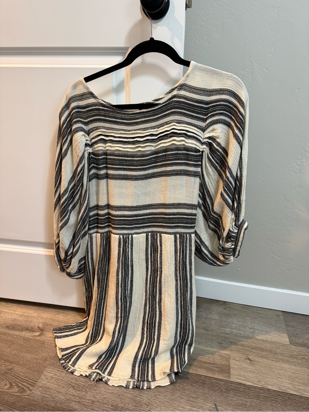Free People Cream and Black Striped Midi Dress
